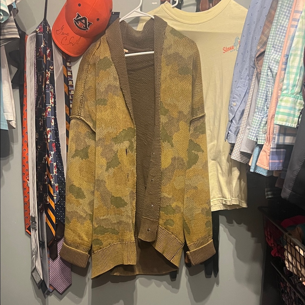 Free people camo cardigan size small